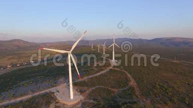 风力涡轮机的空中景观
